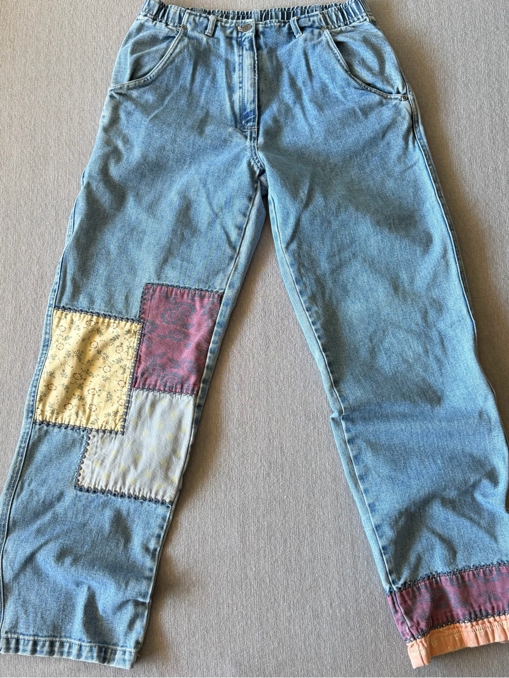 J. Jill Light Blue Denim Straight Leg Jeans with Patchwork